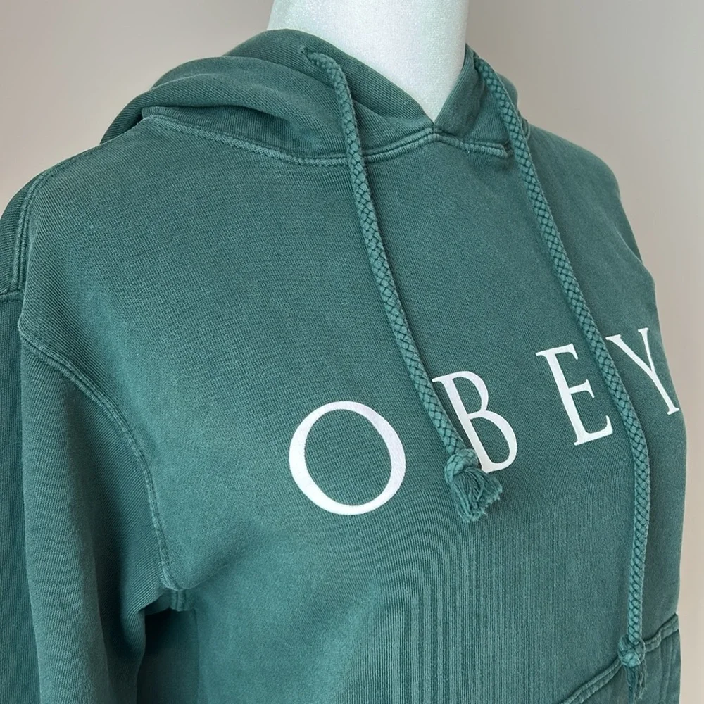 Obey Women's Green Hoodie Sweater Sweatshirt Size Small - Picture 4 of 8